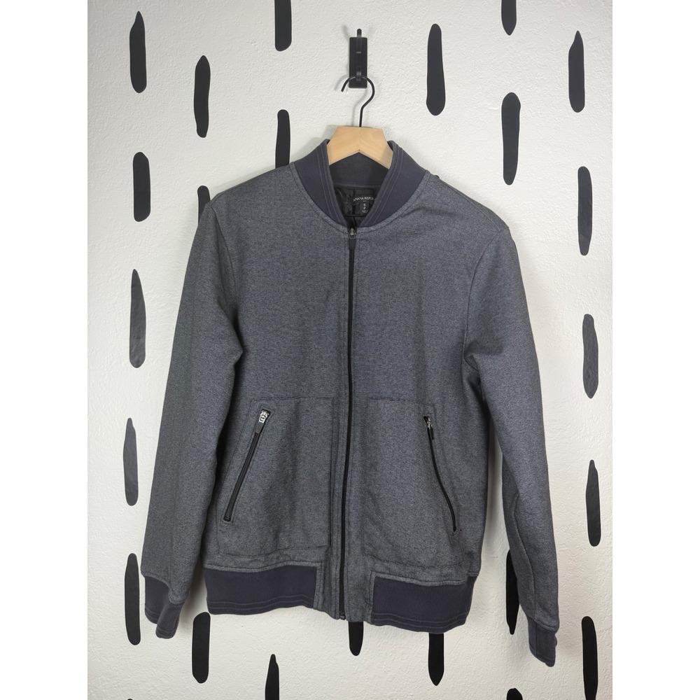 Banana Republic Mens Gray Quilted Lined Full Zip Bomber Jacket Small